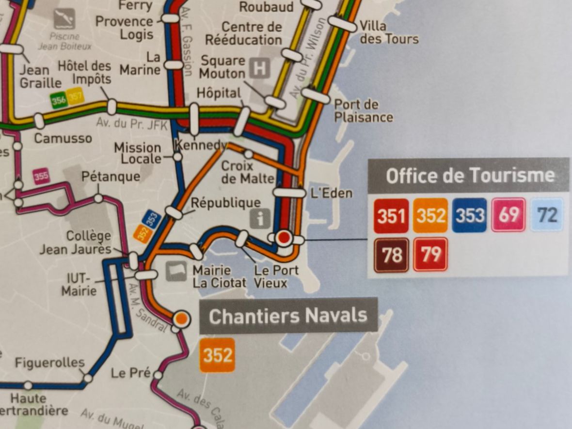 Ligne de bus pour venir au cabinet Copo kinésiologie, Thierry Coppeaux, kinésiologue à La Ciotat